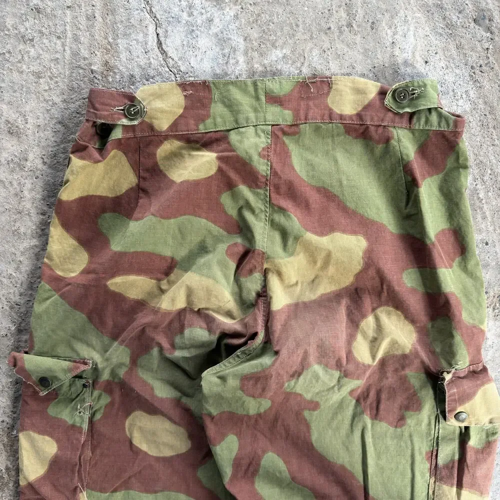 Vtg WWII Italian Camo Pants Military 34-38x31 Adjustable Telo Mimetico Frog Skin